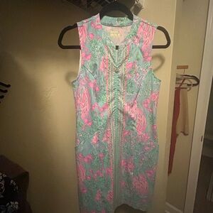 Lilly Pulitzer Pink and Green Sleeveless Dress